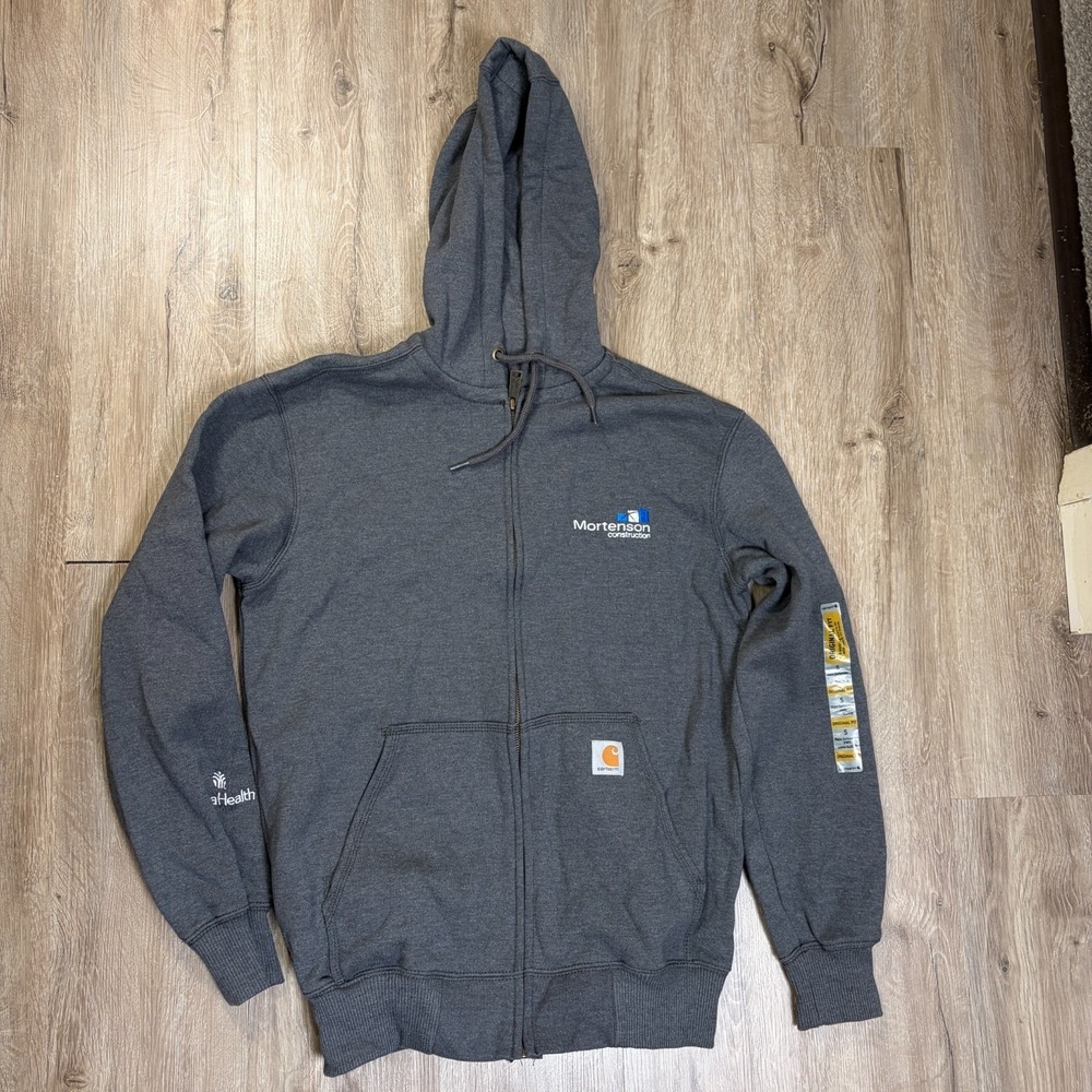 Carhartt Rain Defender Small Gray Loose Fit Heavyweight Full Zip Sweatshirt